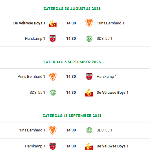 Programma beker 1e elftal